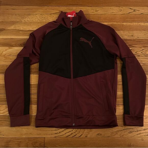 PUMA Contrast 2.0 Full Zip Track Jacket Maroon Red Mens Size Small - Picture 1 of 7